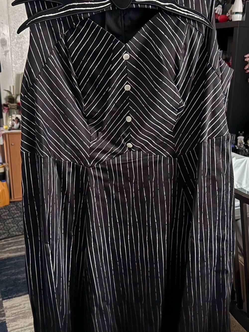 Disney Black Dress with White Pinstripes